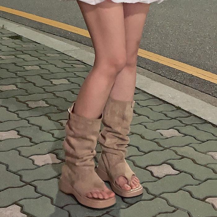 테넌 스웨이드 쪼리 부츠[3.5CM]