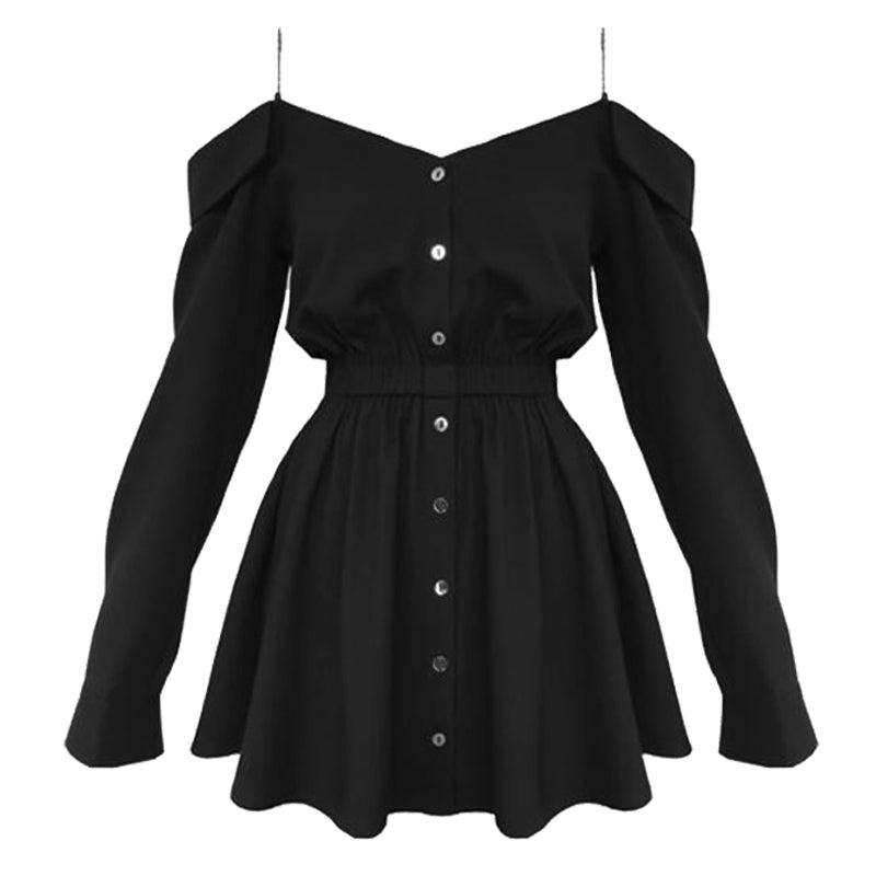 "APRIL" OFF THE SHOULDER DRESS - BLACK / S