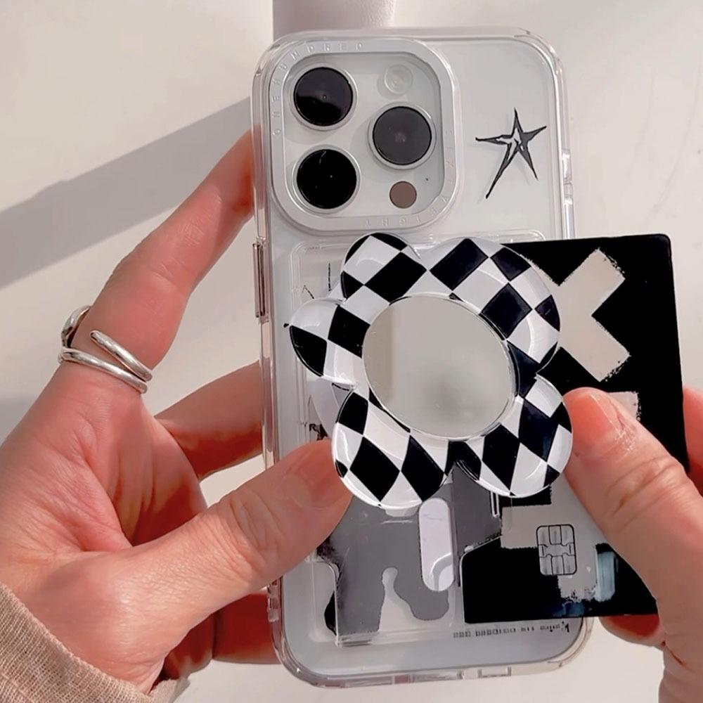 (맥세이프 올인포켓) 미러 체크 플라워 화이트