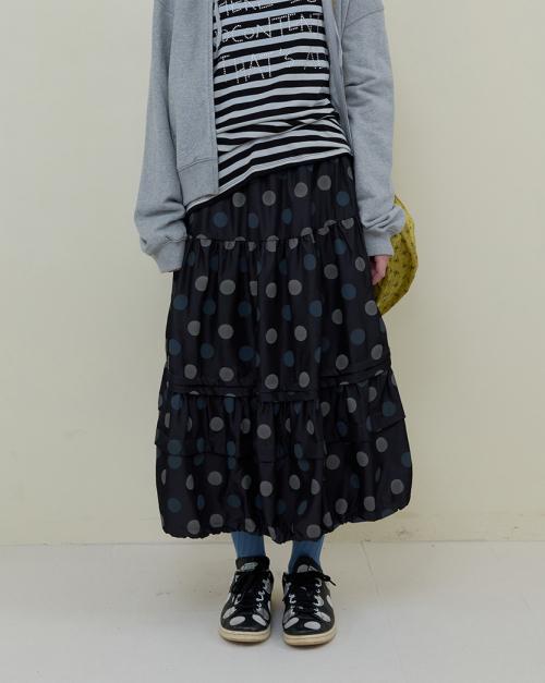 250. 도트 셔링 스커트 _ 블랙