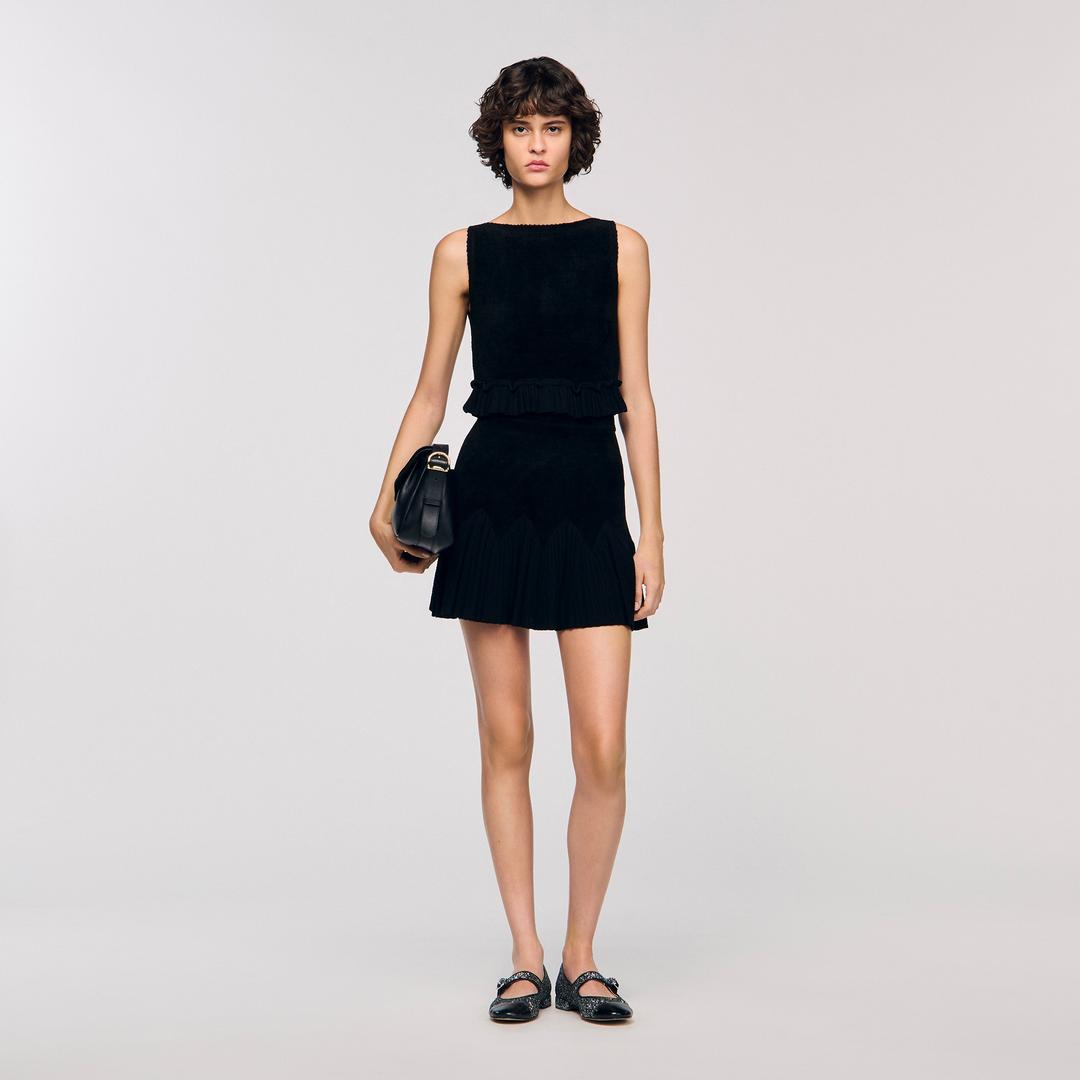 플리츠 패널 미니 스커트