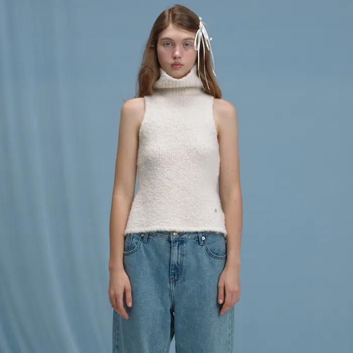 Snowflake Alpaca Turtleneck Knit Top_Ivory