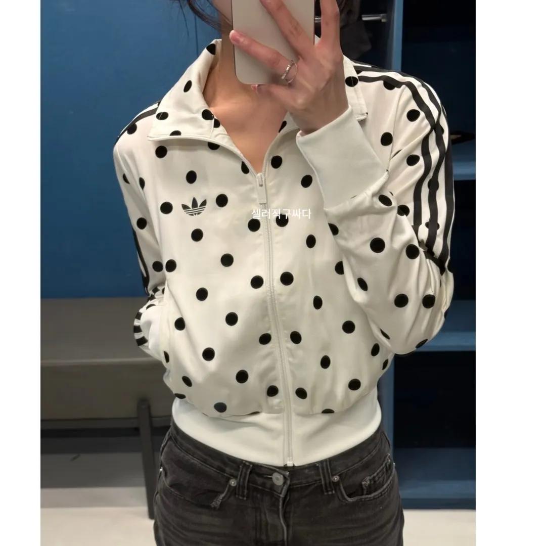 아디다스 새틴 폴카 도트 TT 트랙탑 저지 오프 화이트 KV1165