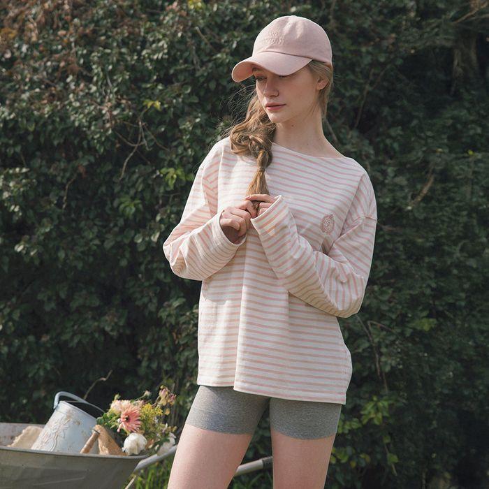 ERICA embroidery stripe T-shirt_PINK