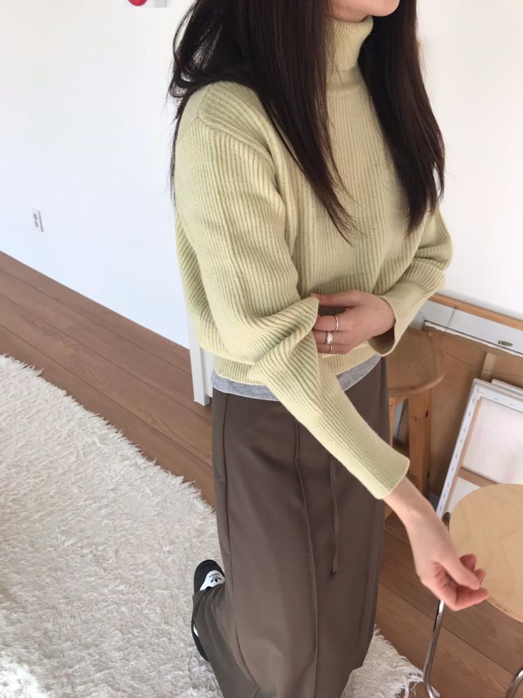 제이 골지니트 터틀넥니트 루즈핏 목폴라 울 니트