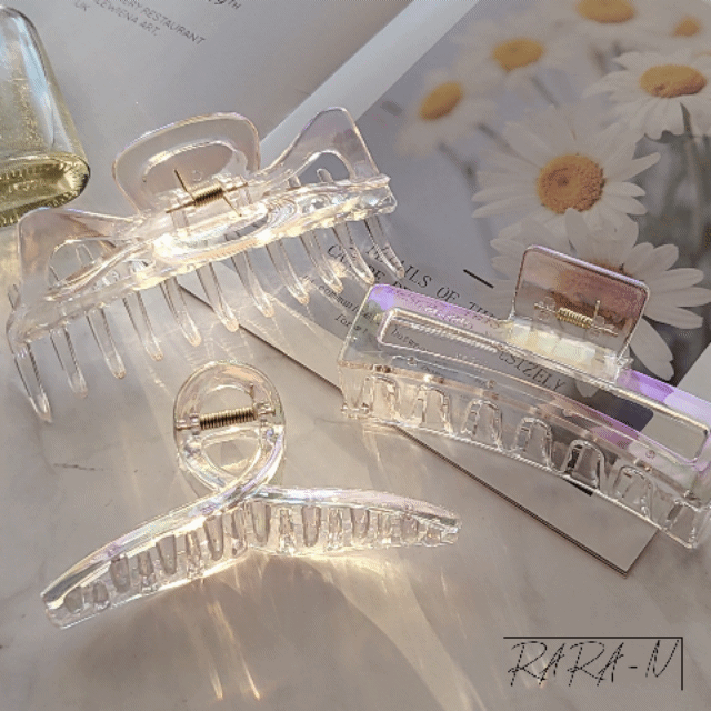 빅 사이즈 홀로그램 오로라 대왕 집게핀 사각 꼬임 나비 국내산 국내제작 올림머리핀