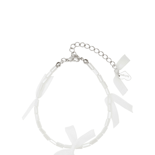 Stick Ribbon Beads Bracelet (White)