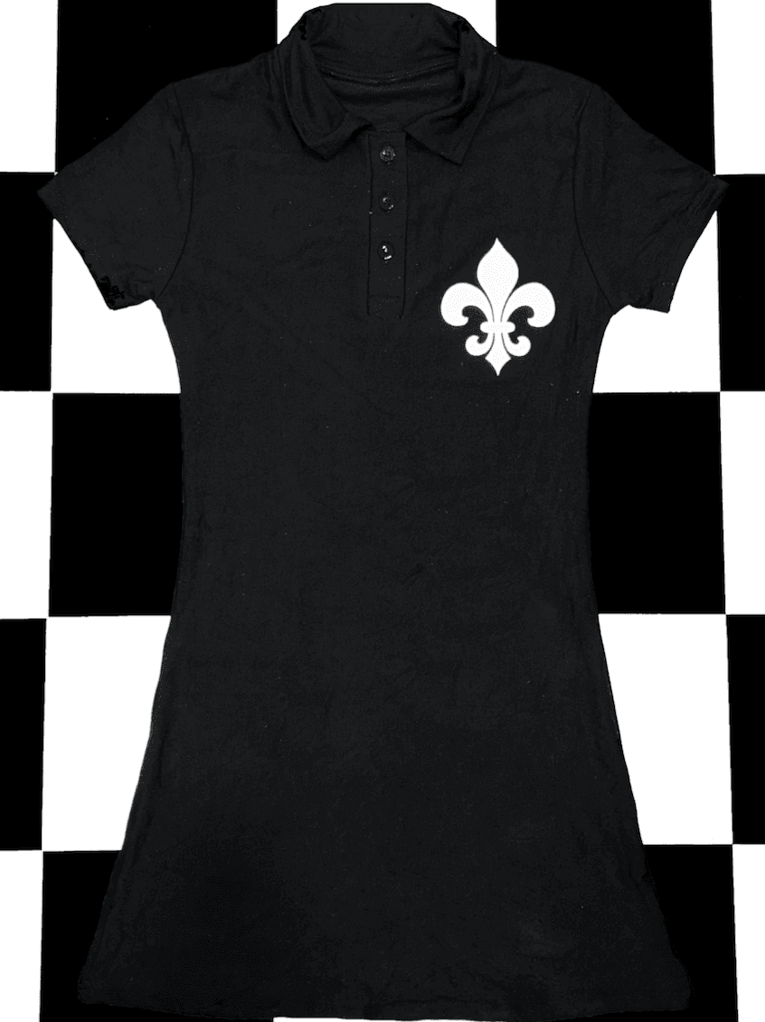 FLEUR DE LIS POLO DRESS IN BLACK