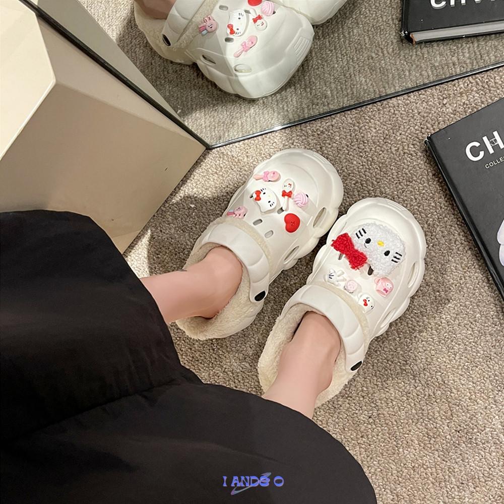 아이앤드오 키티 크록스 털슬리퍼 귀여운실내화