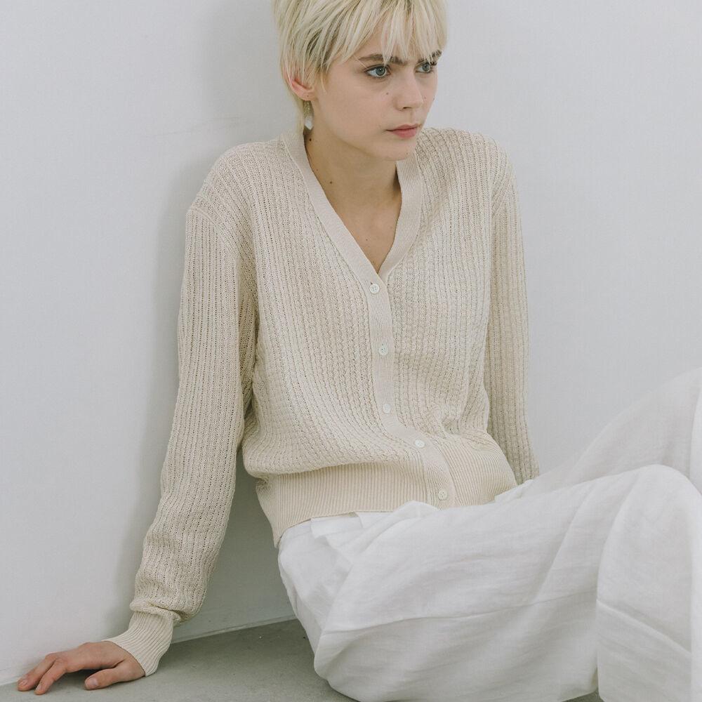 LINEN WOOL CARDIGAN - CREAM