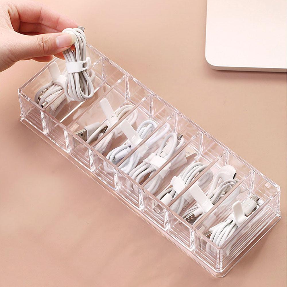 지니 투명 케이블 충전기 뚜껑 정리함 실리콘 케이블타이 8칸보관함