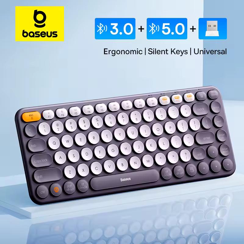 Baseus K01 iPad Air Pro PC 태블릿 노트북 용 MacBook 용 Bluetooth 무선 키보드 84 키 슬림 3 모드 2.4G 자동 키보드