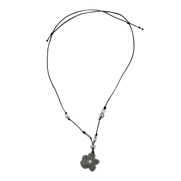[viviflo] DIVE flower necklace  / 다이브 플라워 길이조절 목걸이_gray