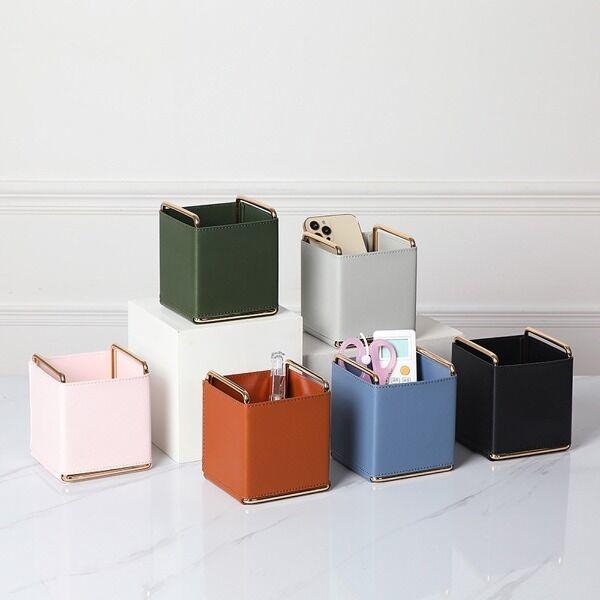 가죽 연필꽂이 다용도 보관함