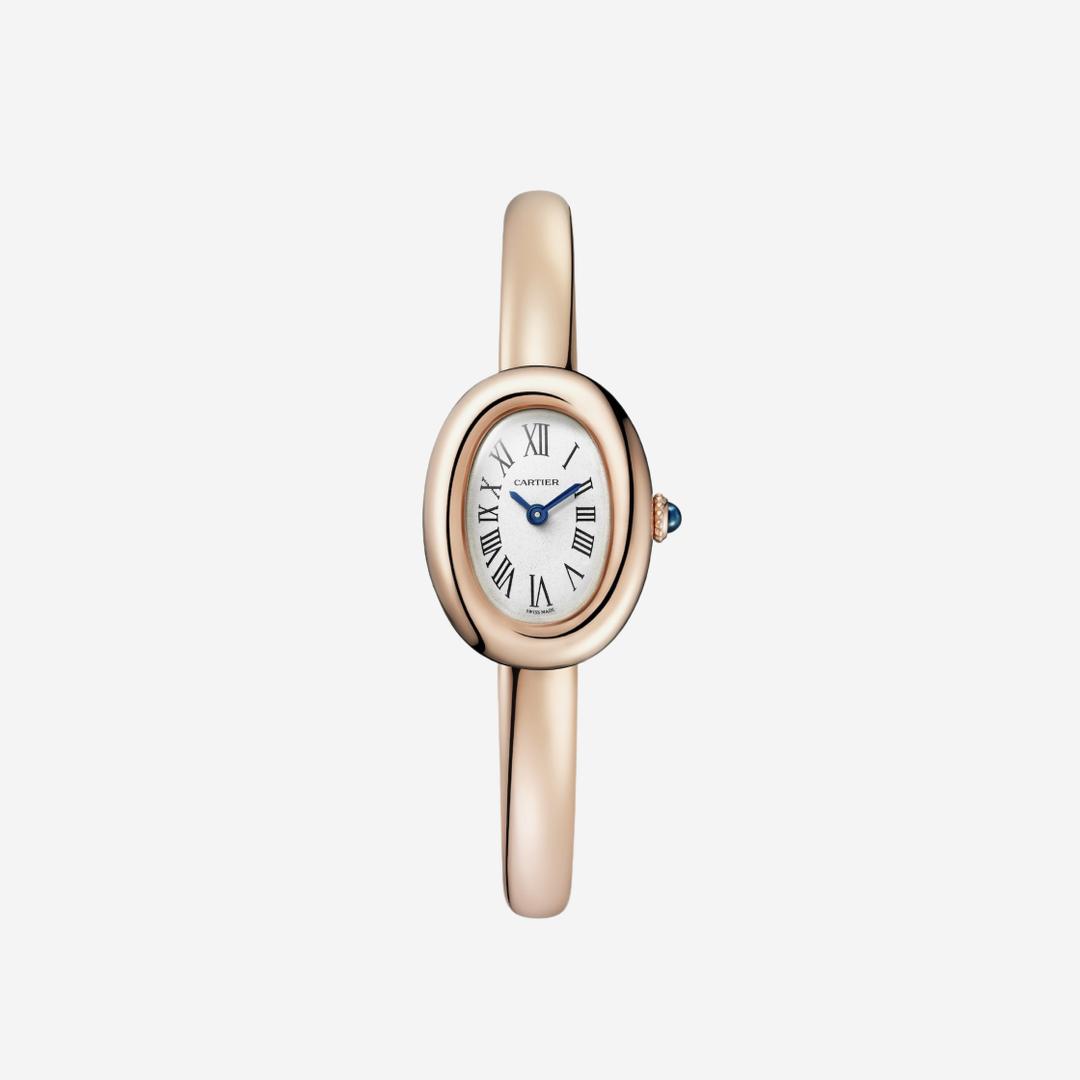 Cartier Baignoire Watch Mini Quartz Rose Gold Bracelet Steel Rose Gold