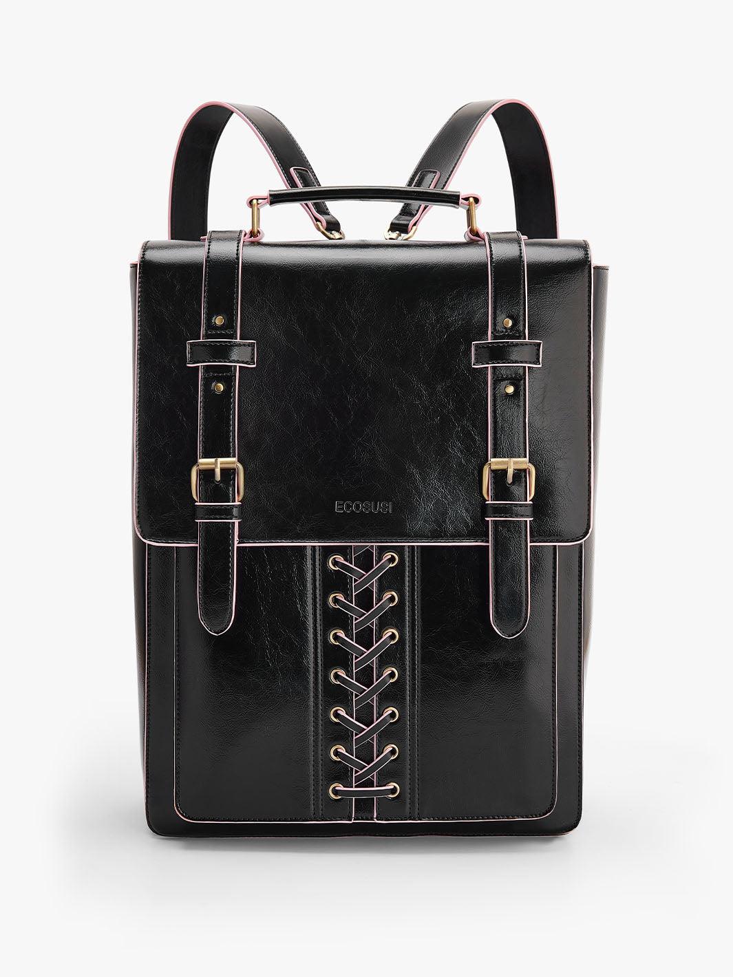 Emily Vintage Backpack for 15.6 Inches - Black Pink