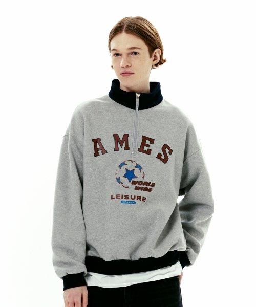 SOCCER LOGO HALF ZIPUP GREY