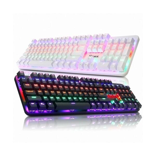 COX CK420 교체축 레인보우 LED 게이밍 기계식 키보드 (화이트 갈축)