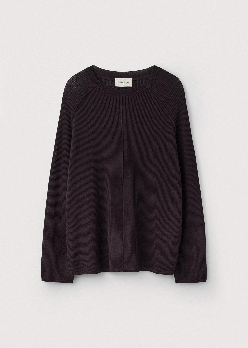 Fine cotton rib lined crewneck pullover_Black berry