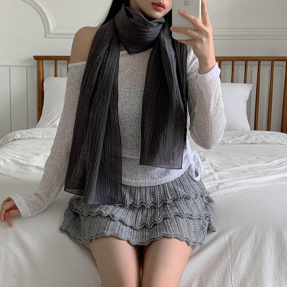 비마이뮤즈 [포인트템]  유즈리 텐셀 무지 링클 머플러 스카프 데일리 코디