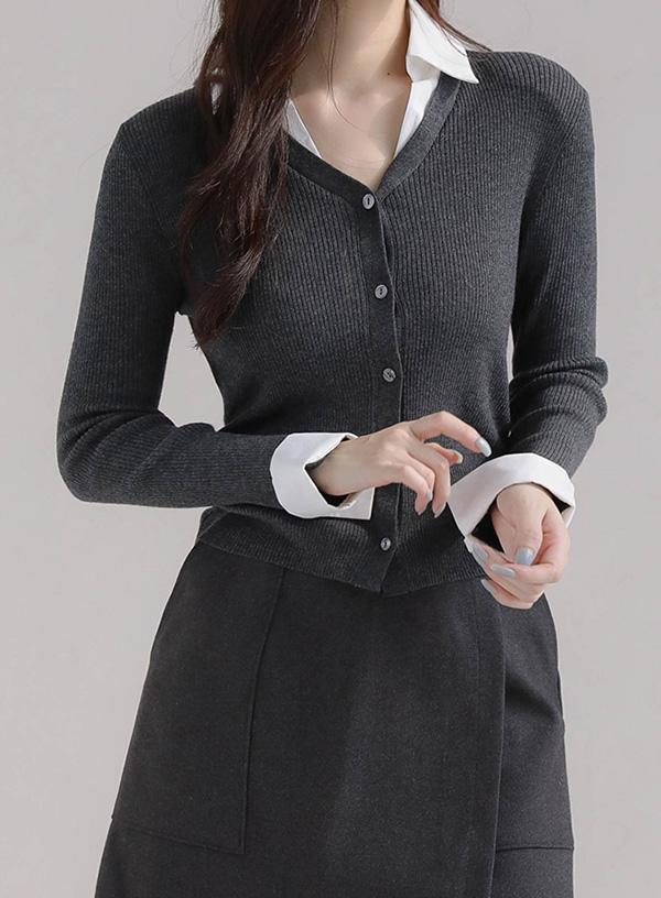 커브카라 레이어드 가디건