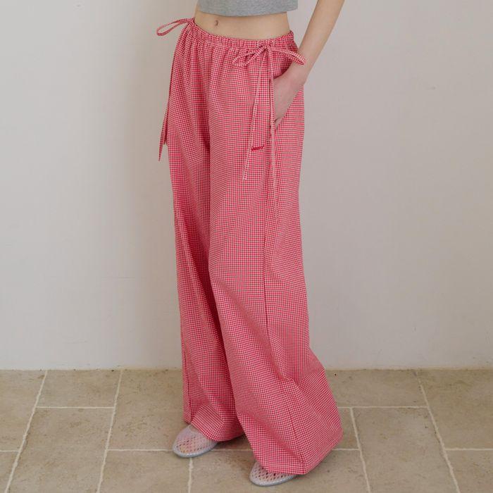 Posy Ribbon Lounge Pants 포지 리본 라운지 팬츠_Red Check