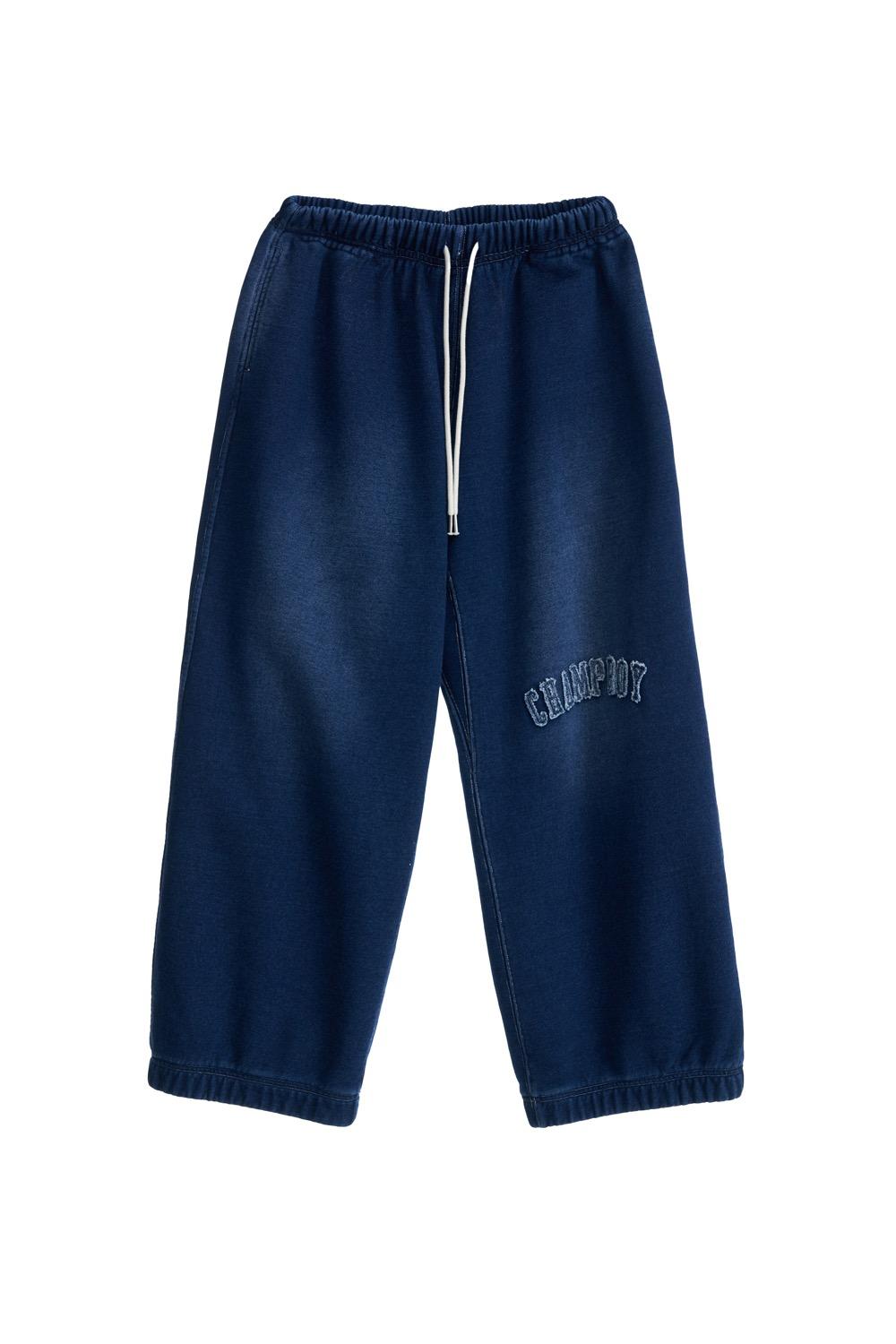 INDIGO DENIM JERSEY PANTS / BLUE