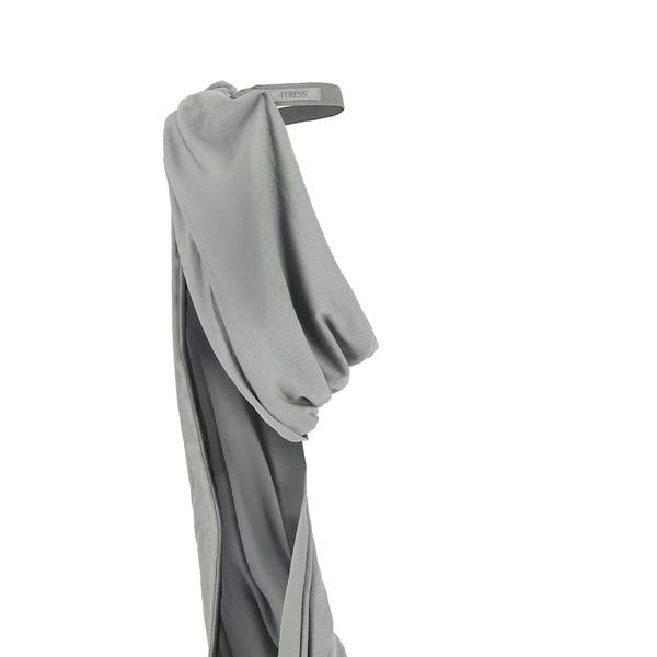 LAYERED DRAPE LEATHER OPEN-TOE HEELS 01 GRAY