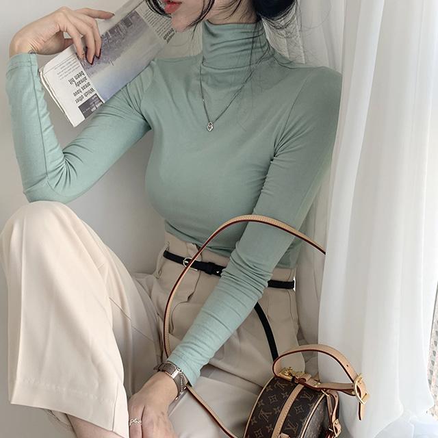 [단품구매가능/기모&일반ver.선택/21color]1+1찹쌀 쫀득부들 목폴라 긴팔티셔츠