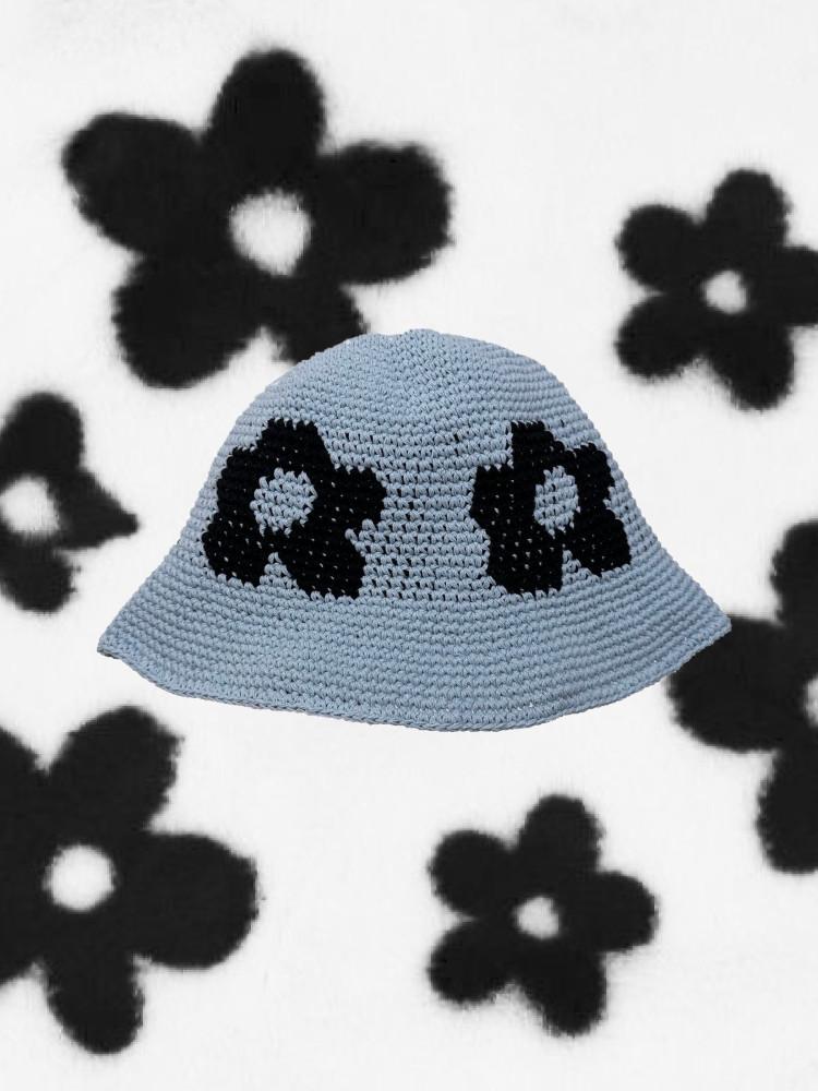 플라워 니트 버킷햇