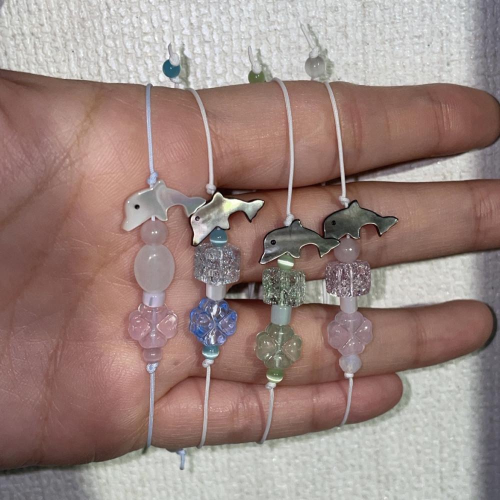 귀여운 팔찌 행운의 돌고래 원석 매듭 팔찌 두번째