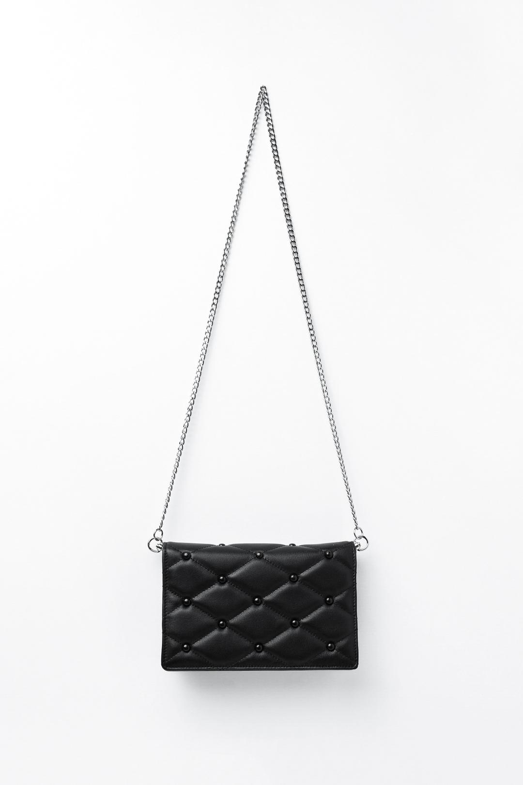 Mini Stud Cow Leather Puff Crossbody *Black