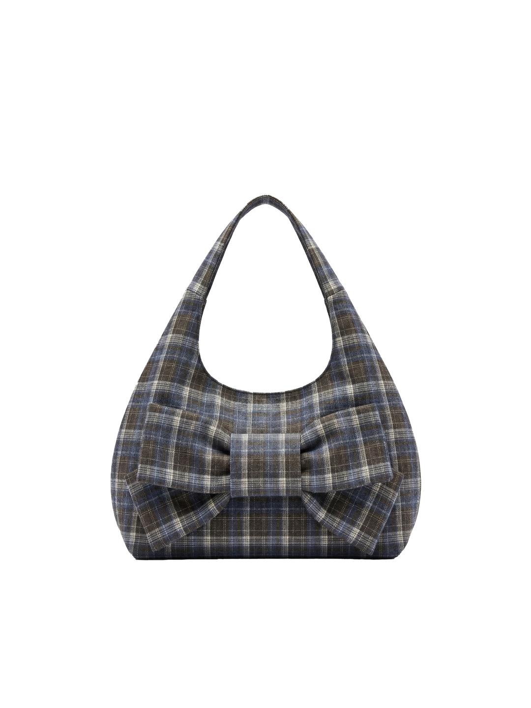 CHECK RIBBON SHOULDER BAG [VINTAGE BLUE]