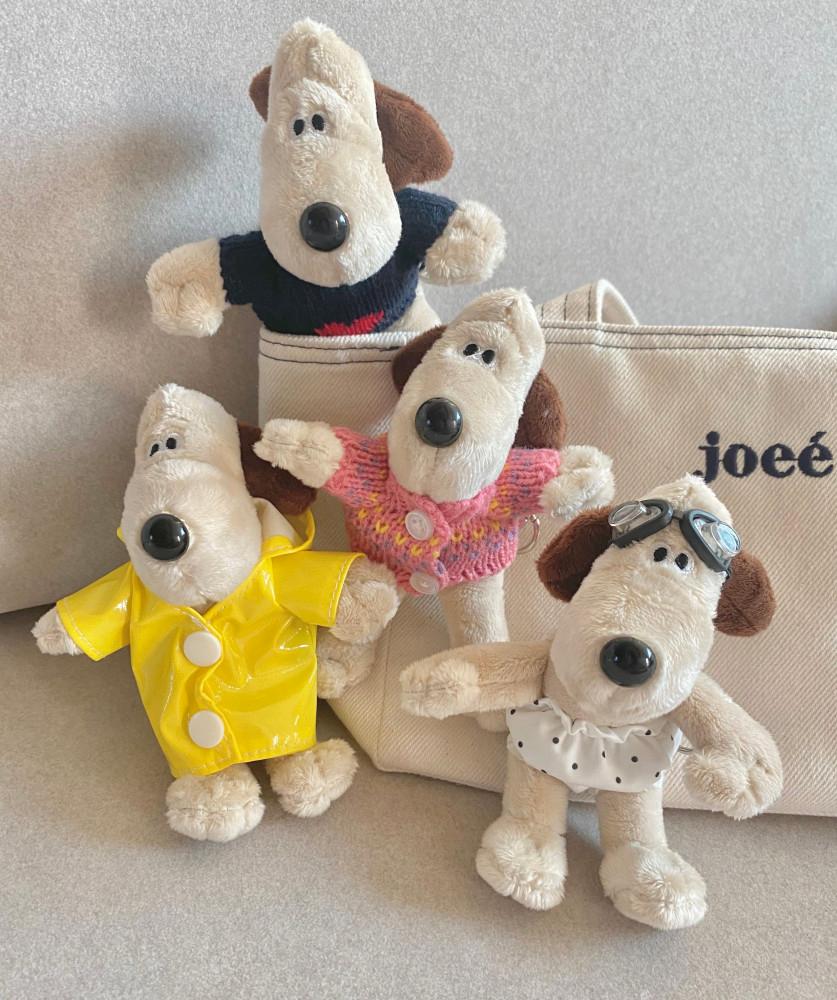 그로밋 인형 키링 강아지 미니 인형고리 핑크 스웨터 니트