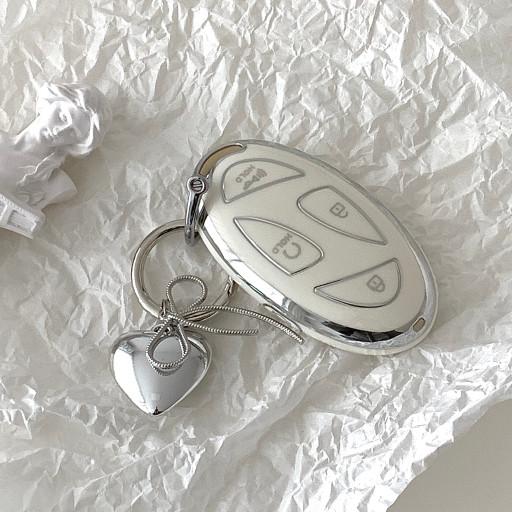 인기조합💜실버하트키링+차키케이스 자동차키홀더 발레코어