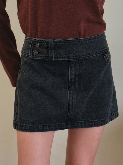 Nova curve mini denim skirt_Black(O25-SK09)