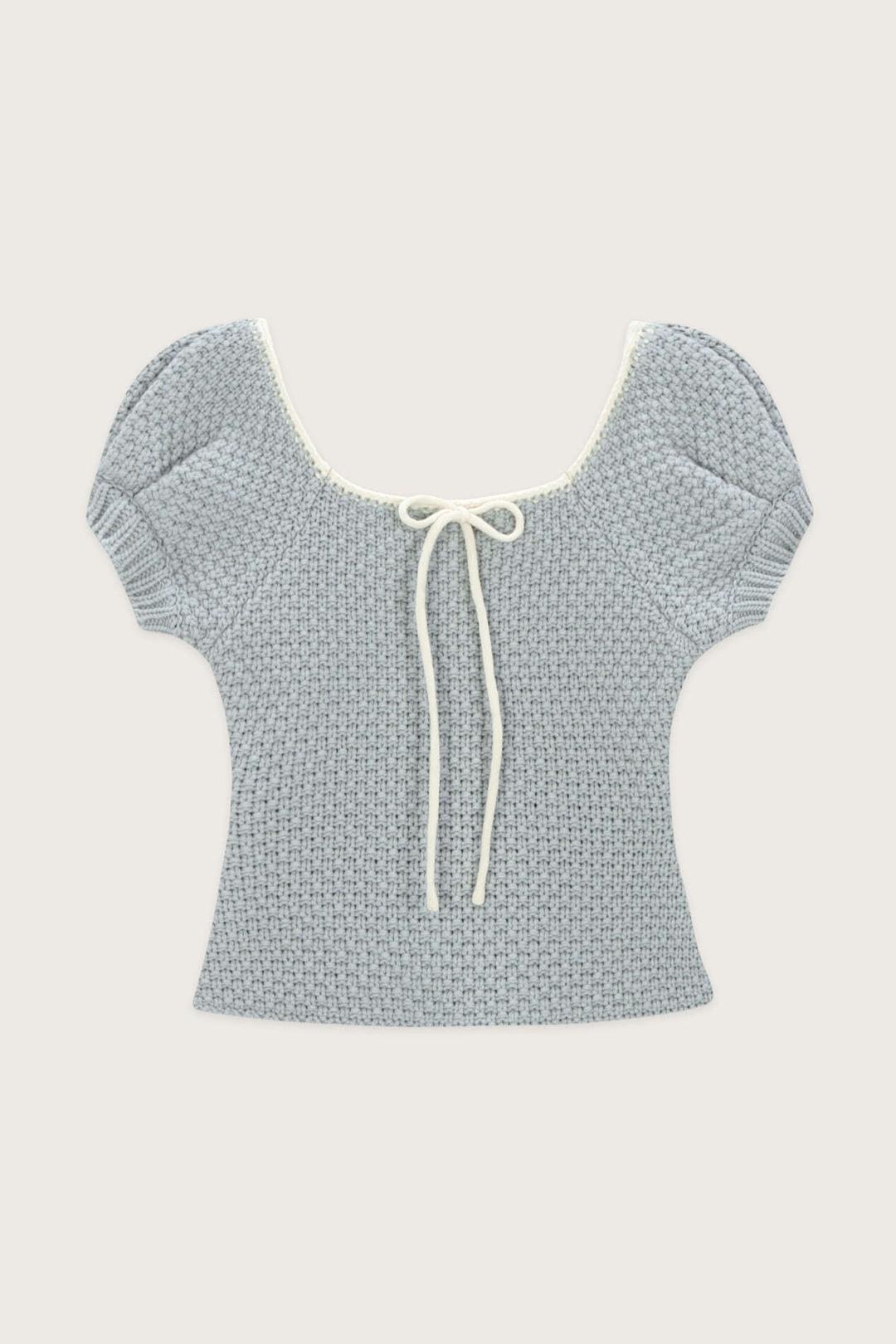 PUFF HALF KNIT TOP (LIGHT BLUE)