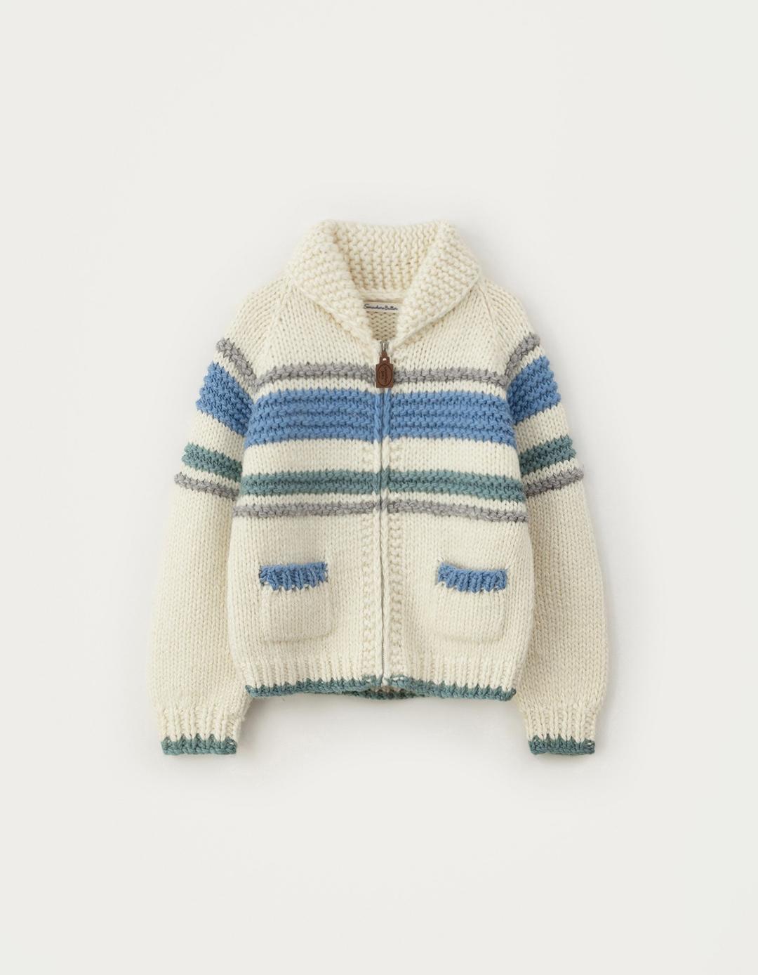 12.18 출고 Poco Handmade Cowhichan Sweater - Ivory(Blue)