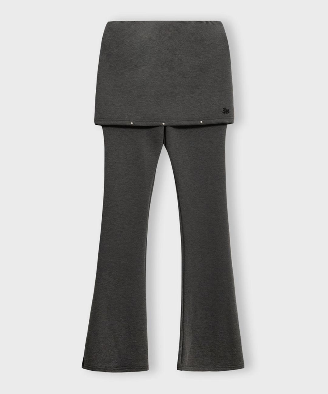 스터드 부츠컷 스커트 팬츠 차콜