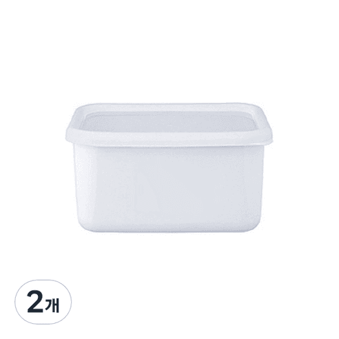 하코야 후지호로 법랑 화이트 사각찬통 밀폐용기 깊은형 S, 2개 - 밀폐용기/세트 | 쿠팡