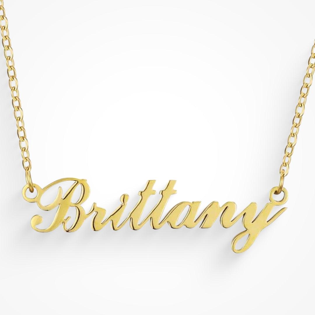 Custom/Personalized Nameplate Necklace - Script / Gold