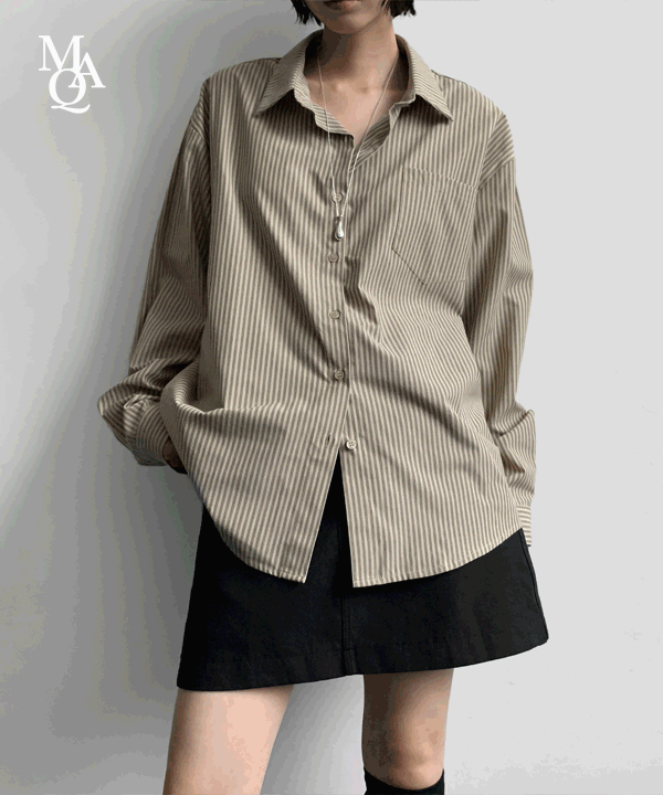 매니크 [단독] [MNQ MADE] 바네사 오버핏 스트라이프 셔츠 (UNISEX)