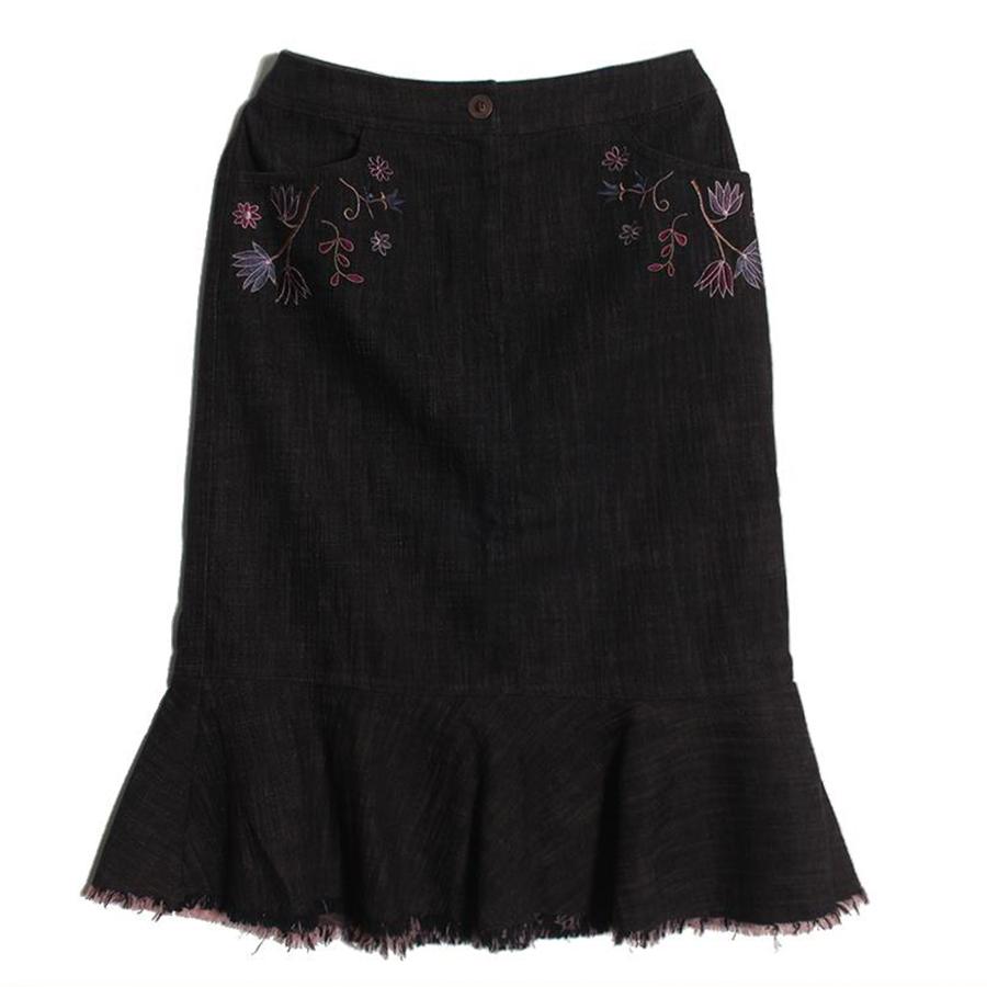 embroidery denim skirt