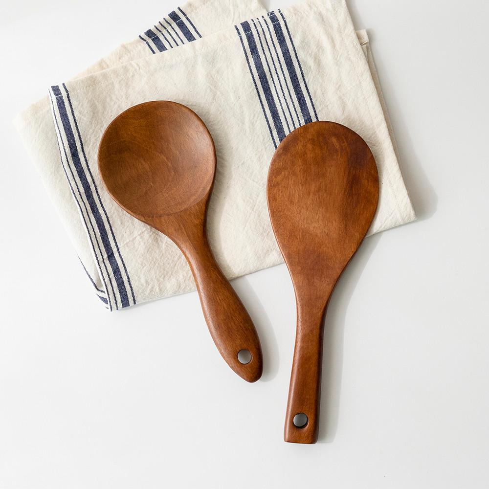 [쿠베르] 친환경 나무 주걱, 천연 우드 통원목 밥주걱 옻칠 원목 주방 살림 일반형