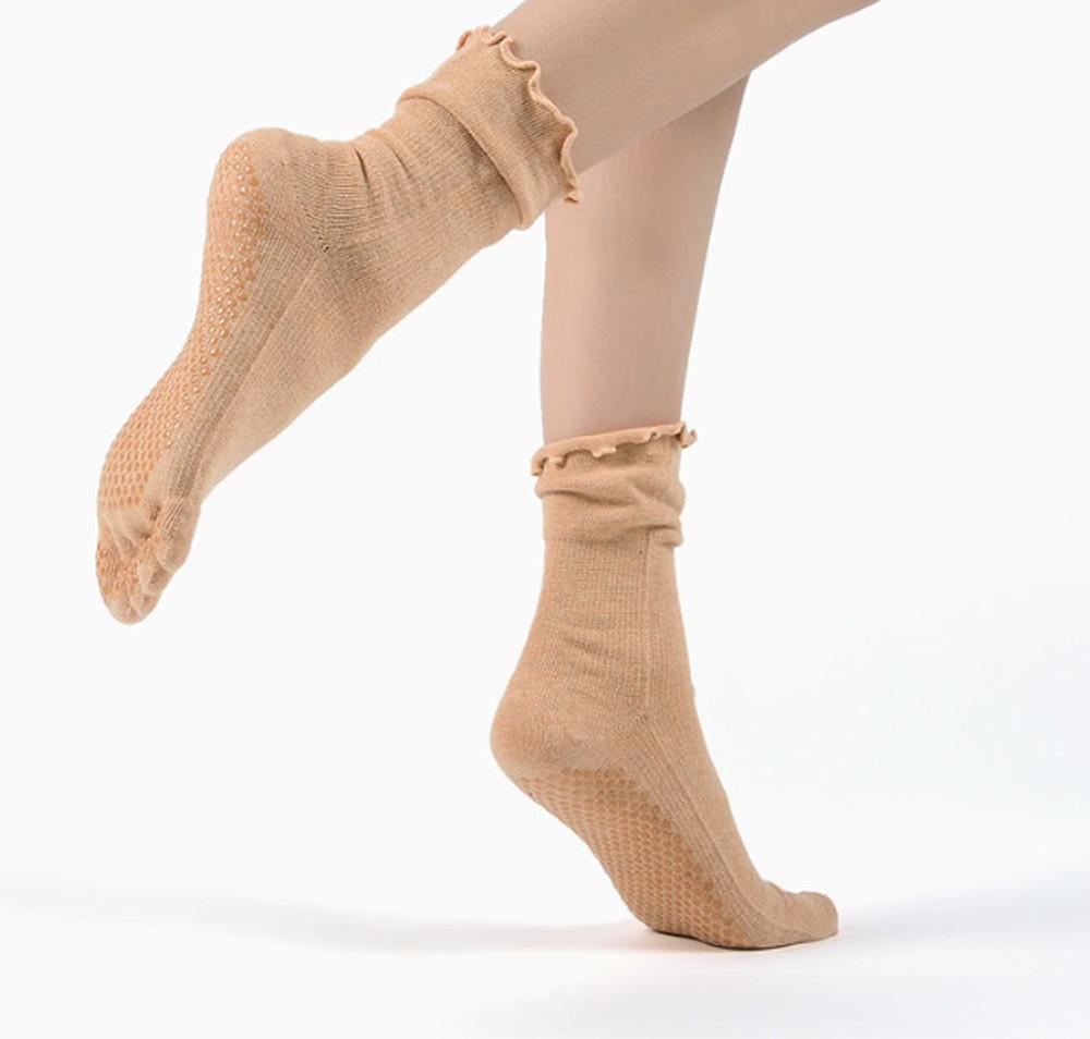 [필라테스양말-롤삭스] 물결라인 풀토 미들삭스 4color 요가니삭스