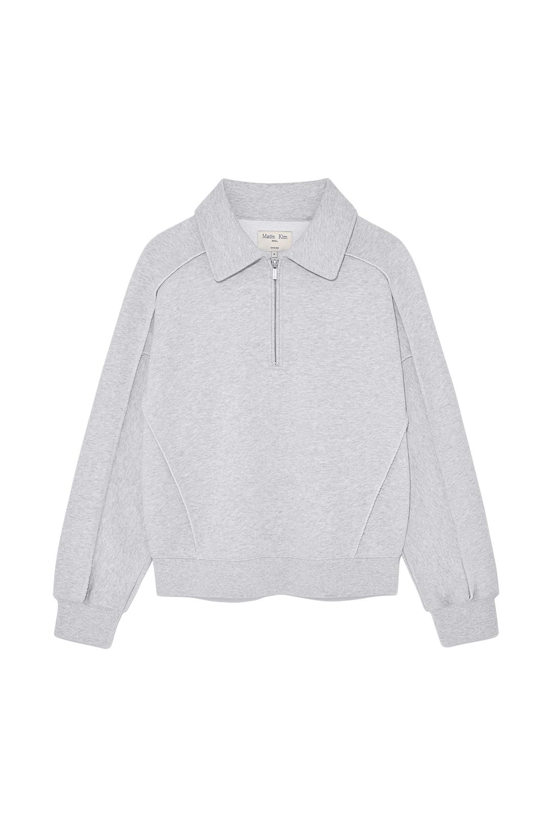 BACK LOGO HALF ZIP SWEATSHIRT FOR WOMEN IN GREY