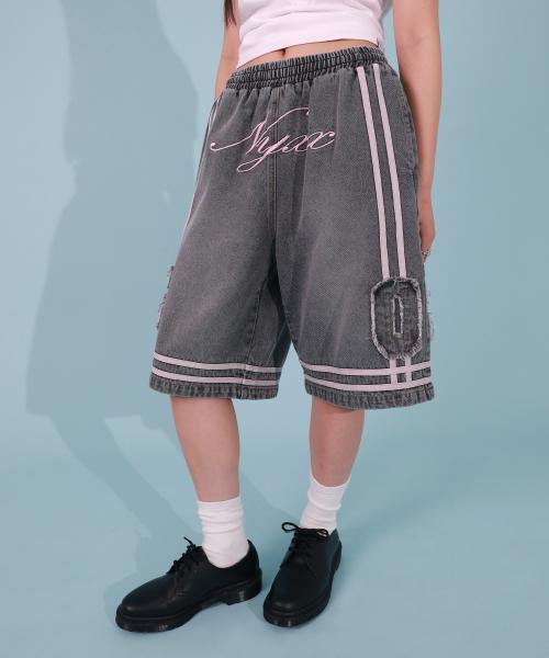 BASKETBALL DENIM HALF PANTS GRAY