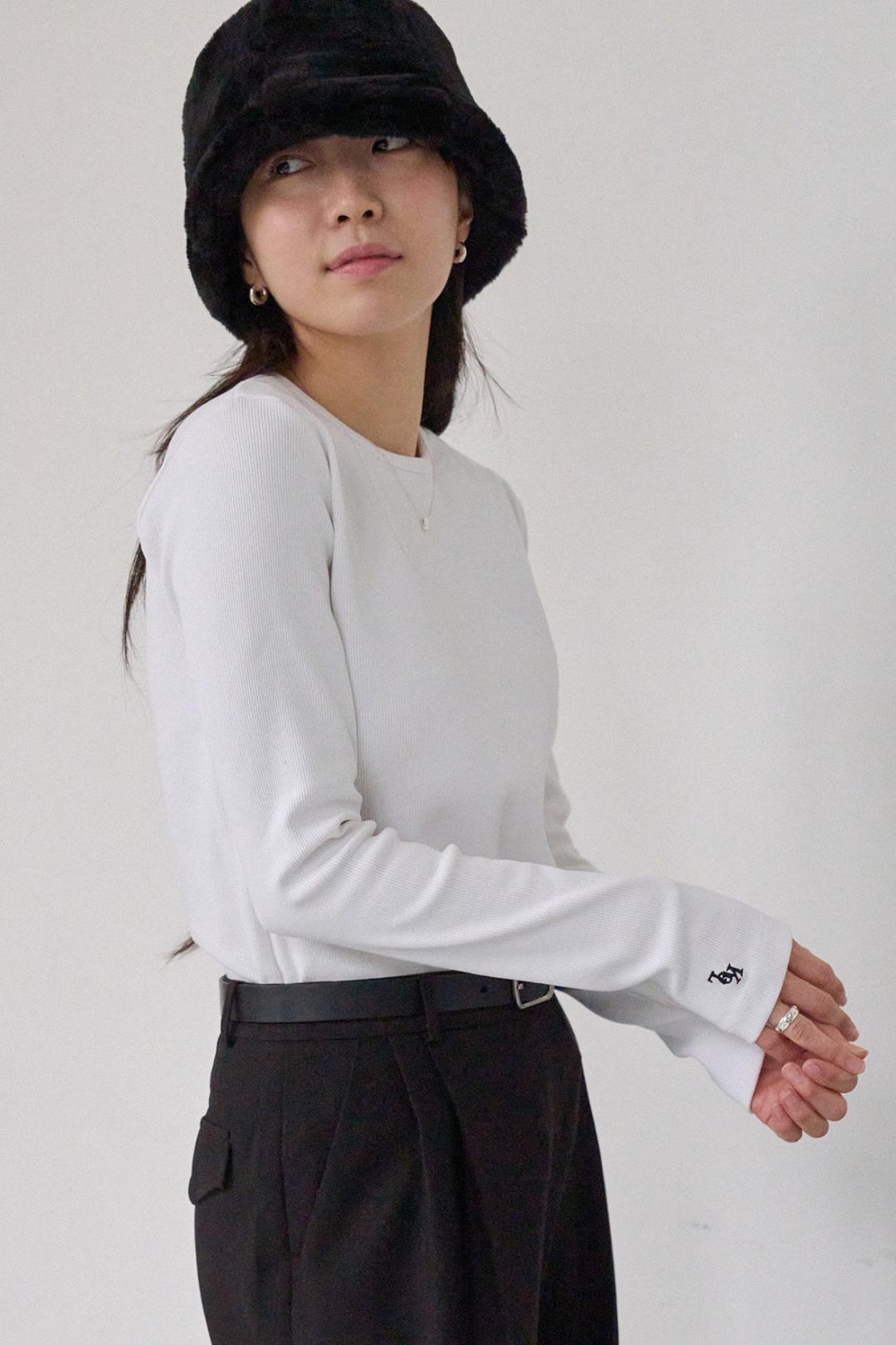 Heavy Cotton Crewneck Long Sleeve white