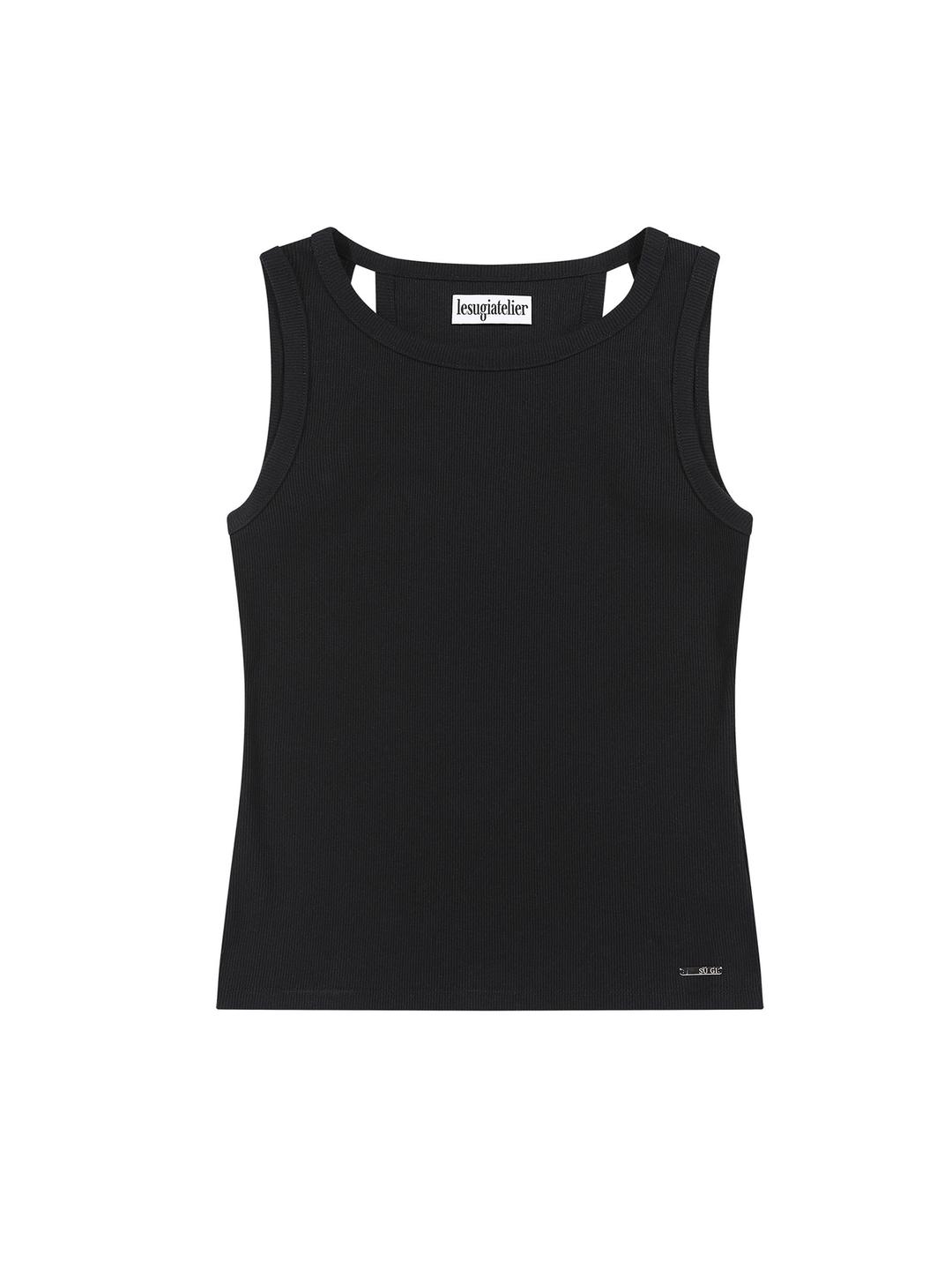 Back cut-out tank top / Black