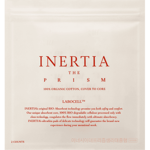 이너시아 더 프리즘 생리대 날개형, 중형, 2개입, 1개 - 일반생리대 | 쿠팡